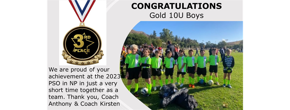 CONGRATULATIONS 10UB - GOLD TEAM